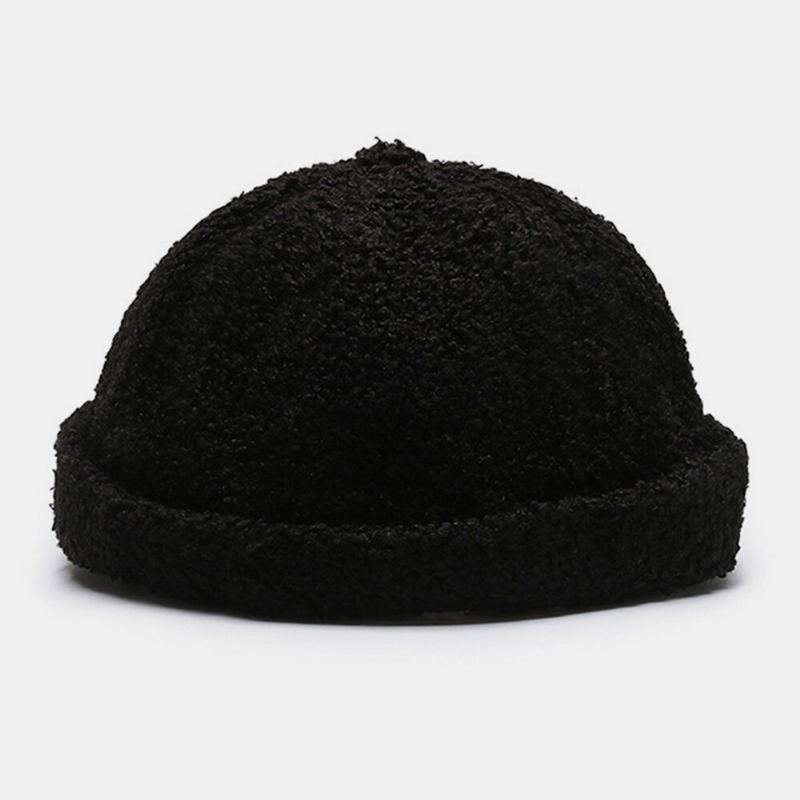 Unisex Ensfarvet Fleece Varm Udlejer Kasket Udendørs Afslappet Solskygge Uden Skygge Beanie Skull Cap