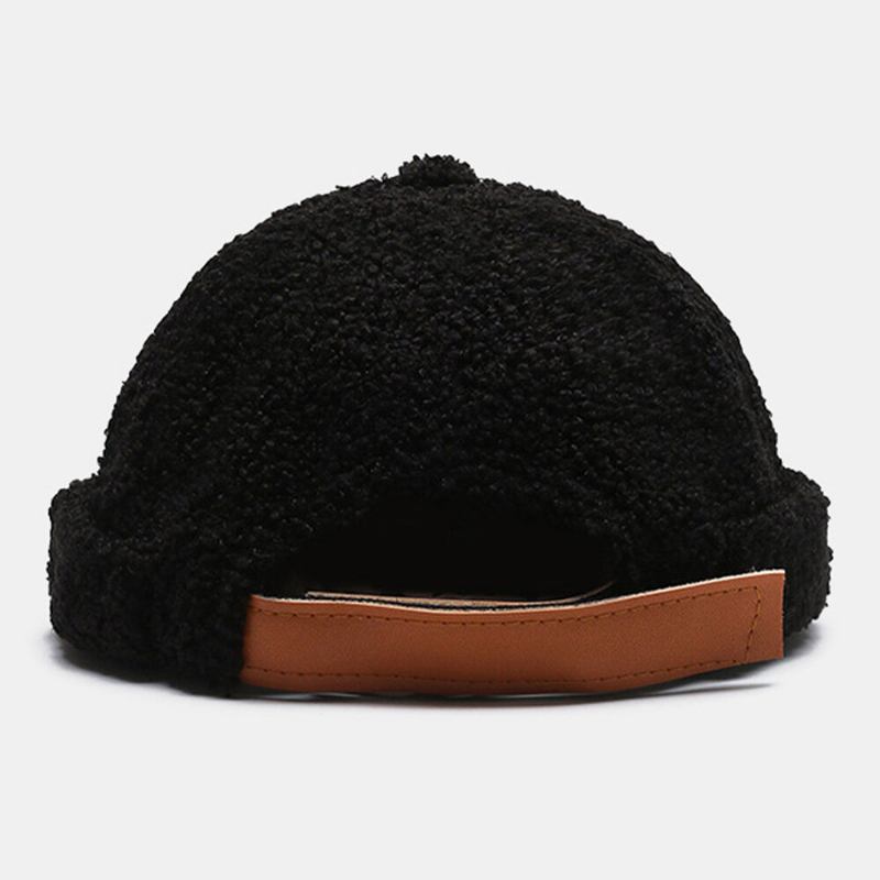 Unisex Ensfarvet Fleece Varm Udlejer Kasket Udendørs Afslappet Solskygge Uden Skygge Beanie Skull Cap