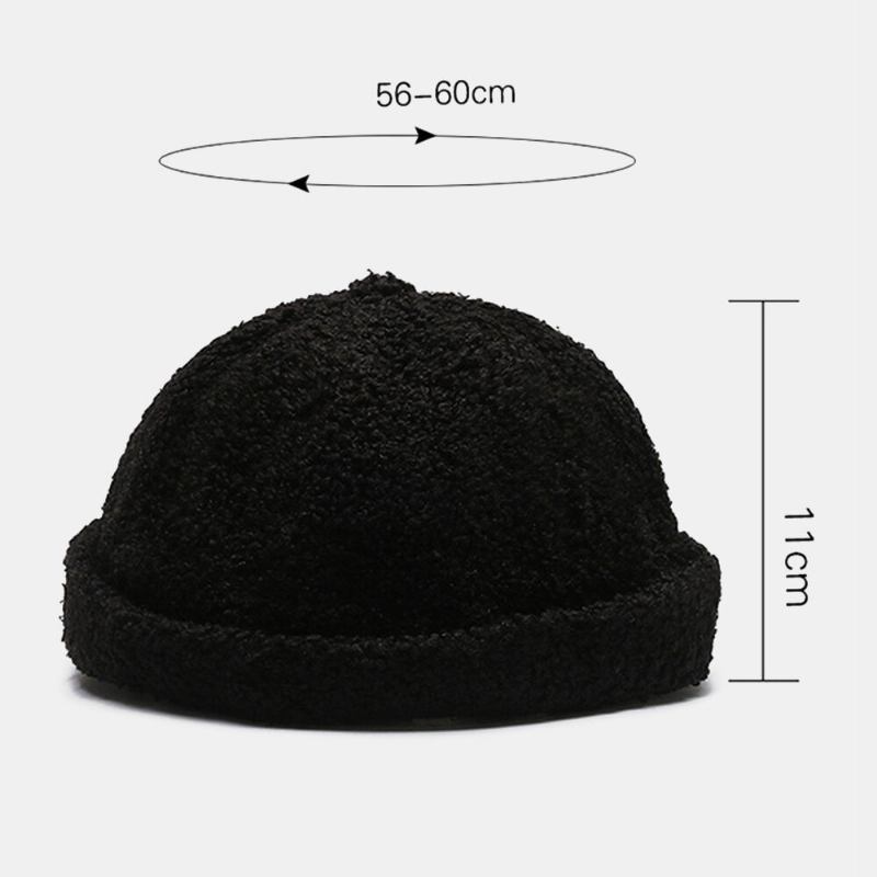 Unisex Ensfarvet Fleece Varm Udlejer Kasket Udendørs Afslappet Solskygge Uden Skygge Beanie Skull Cap