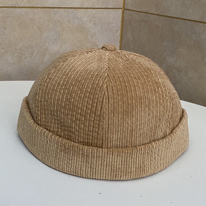 Unisex Ensfarvet Justerbar Fløjlskappekasket Casual Vild Solskygge Uden Skygge Beanie Landlord Cap