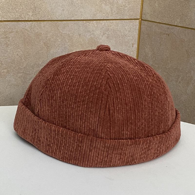 Unisex Ensfarvet Justerbar Fløjlskappekasket Casual Vild Solskygge Uden Skygge Beanie Landlord Cap