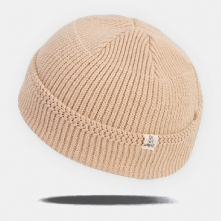 Unisex Ensfarvet Ensfarvet Strikkede Huer Efterår Vinter Varm Åndbar Skull Kasket Kanteløs Beanie Landlord Cap