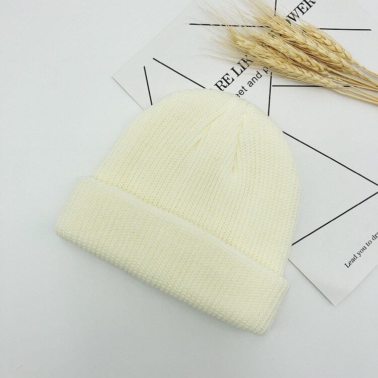 Unisex Ensfarvet Strikket Uldhue Skull Kasket Beanie Hatte