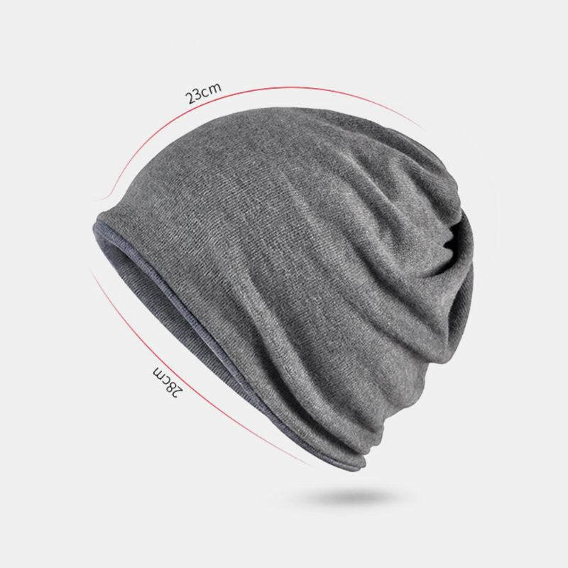 Unisex Fashion Bomuldsblanding Slouch Beanie Huer Ren Farve Elastisk Strækbar Udendørs Varm Dobbeltsidet Bærbar Ski Kasket