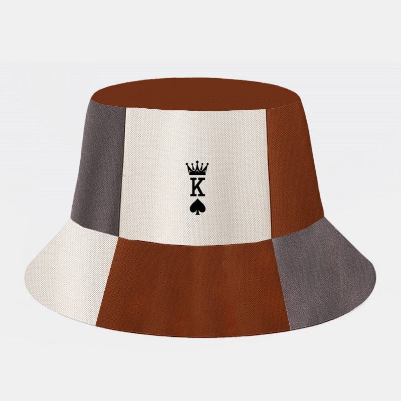 Unisex Firkantet Plaid Farvematchende Solskærmshat Casual Vild Kontrastfarve Pokermønster Bucket Hat