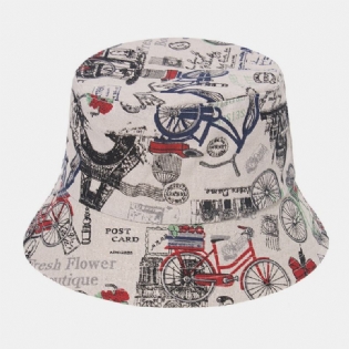 Unisex Geometrisk Mønster Cykel Brev Udskrivning Udendørs Casual Solskygge Huer Bucket Hat