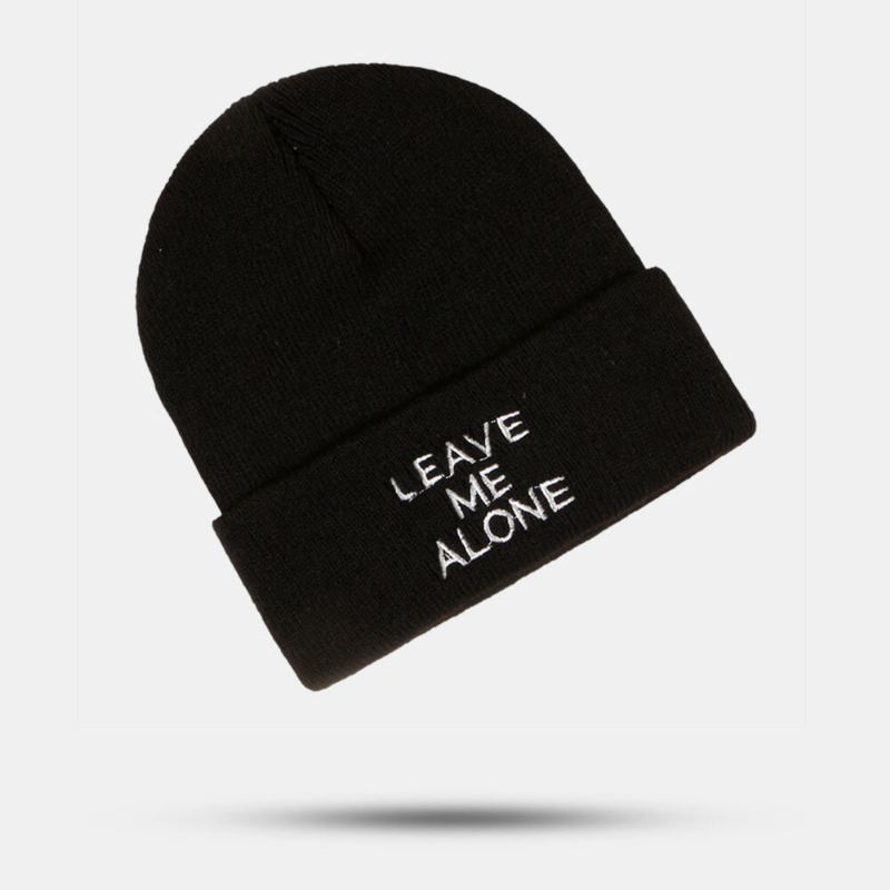 Unisex Hue Hue Akryl Strikkede Bogstaver Broderede Krøllede All-match Warm Beanie Huer Strik Hat