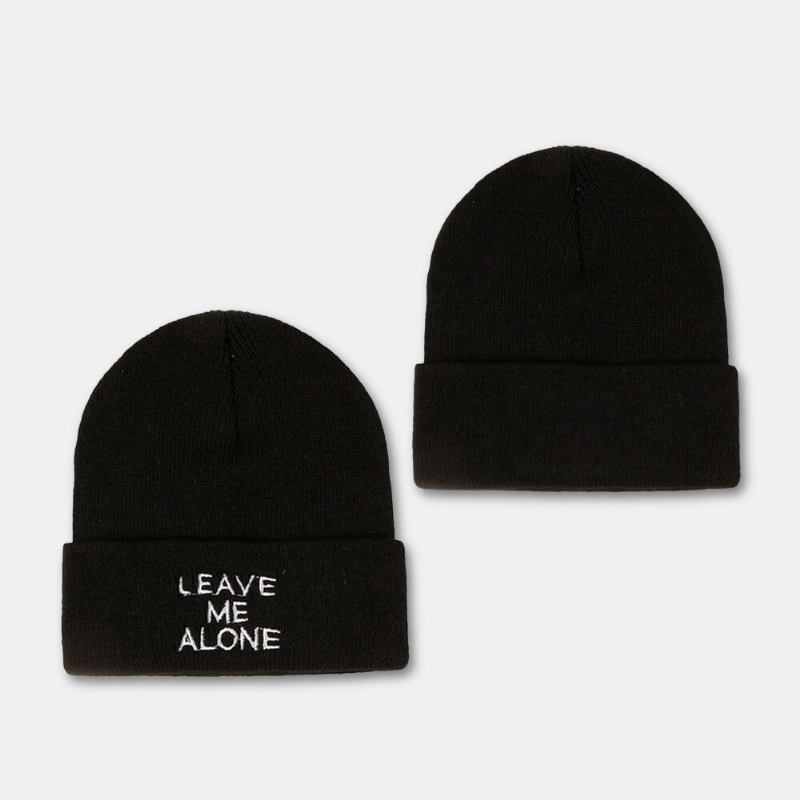 Unisex Hue Hue Akryl Strikkede Bogstaver Broderede Krøllede All-match Warm Beanie Huer Strik Hat