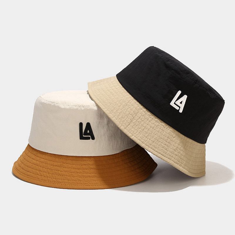 Unisex Hurtigttørrende Stof Farveblok Brevbroderi Mode Solbeskyttelse Bucket Hat