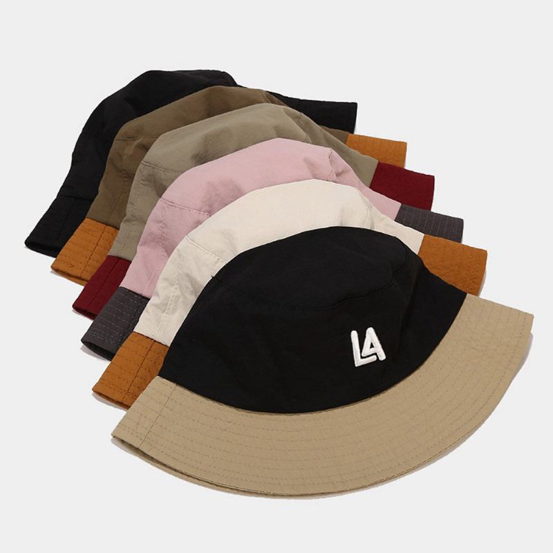 Unisex Hurtigttørrende Stof Farveblok Brevbroderi Mode Solbeskyttelse Bucket Hat