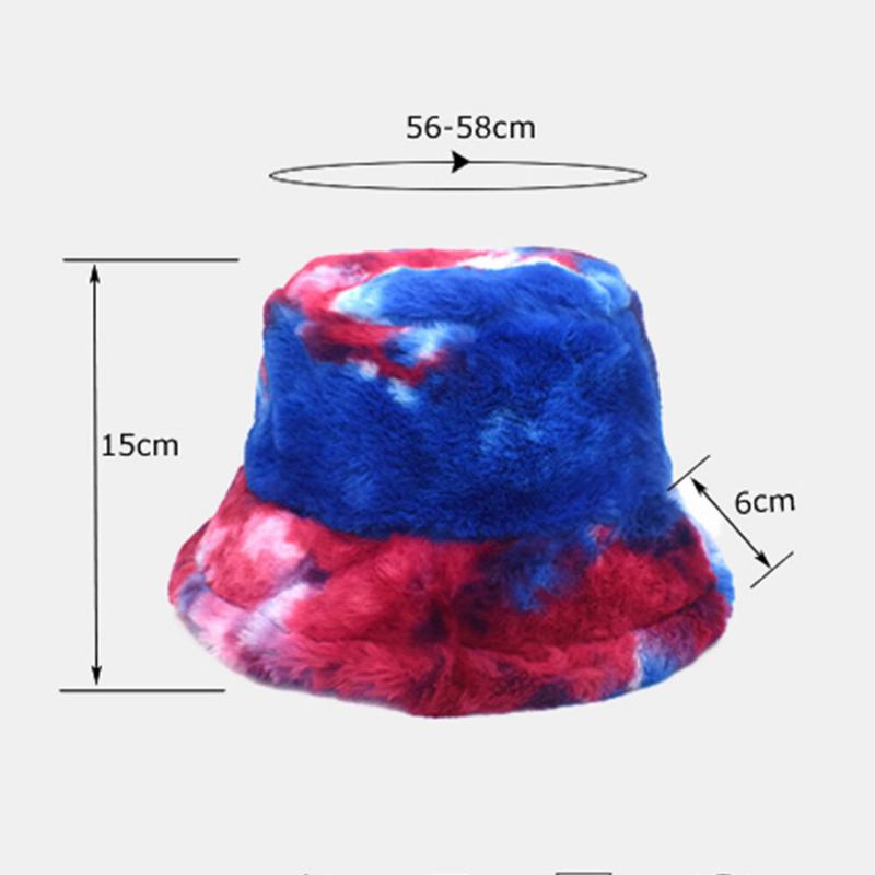 Unisex Imiteret Kaninpels Farverig Gradient Tie-dye Bucket Huer Vinter Tykke Varme Vindtæt Mode Solskyggehat