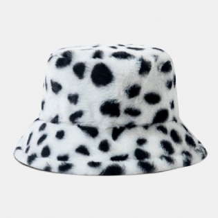 Unisex Imiteret Kaninpels Leopardmønster Tykk Varme Vintage Bucket Hat