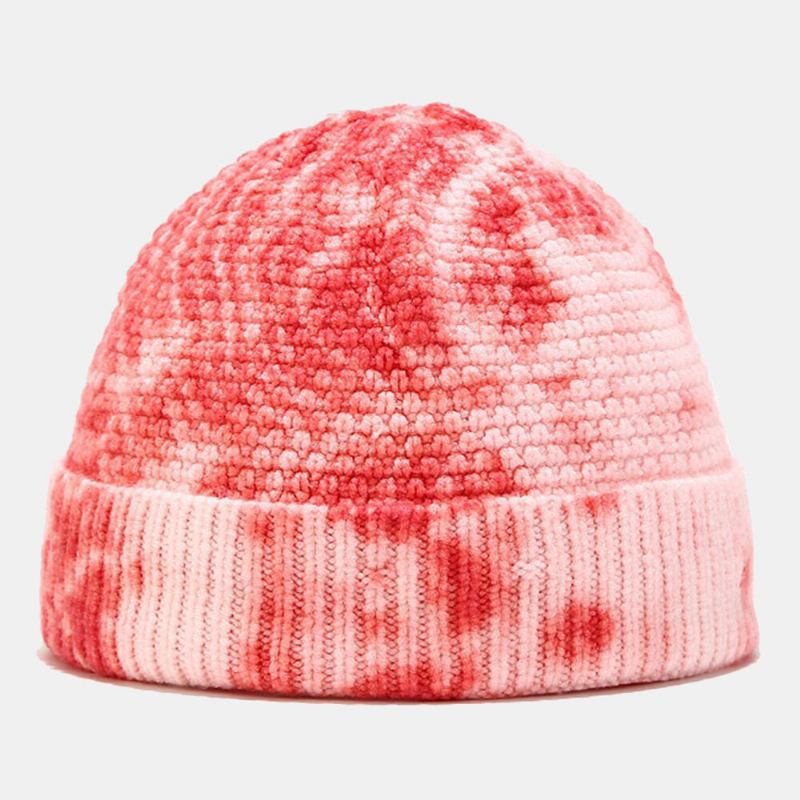 Unisex Irregular Tie-dye Mønster Strikket Kasket Street Hip Hop Justerbar Åndbar Varm Solsejl Udlejer Kasket Beanie Skull Cap