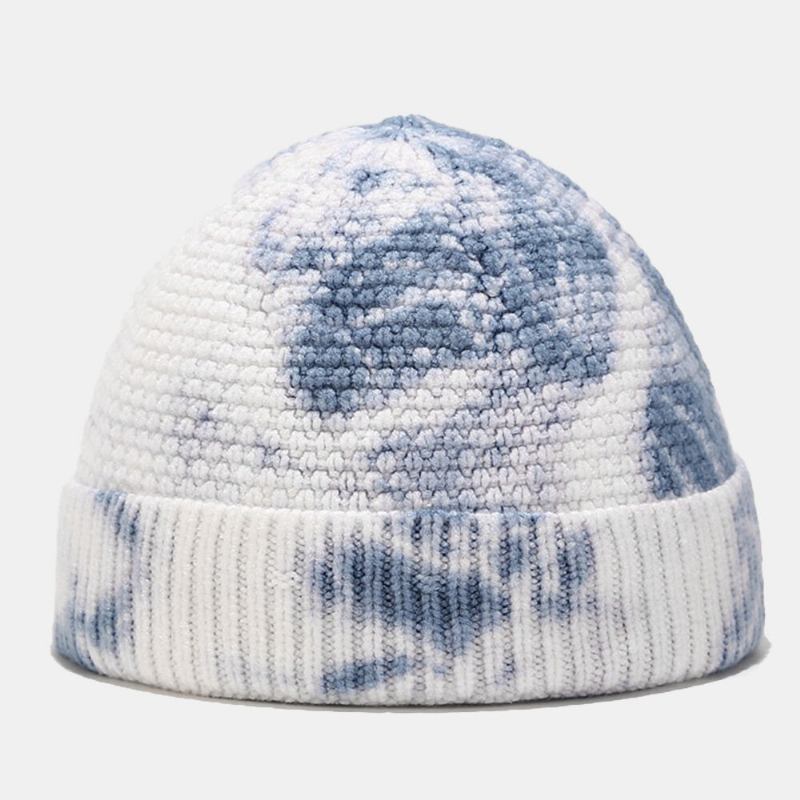 Unisex Irregular Tie-dye Mønster Strikket Kasket Street Hip Hop Justerbar Åndbar Varm Solsejl Udlejer Kasket Beanie Skull Cap