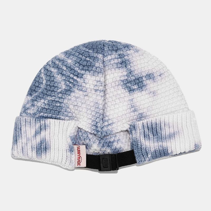 Unisex Irregular Tie-dye Mønster Strikket Kasket Street Hip Hop Justerbar Åndbar Varm Solsejl Udlejer Kasket Beanie Skull Cap