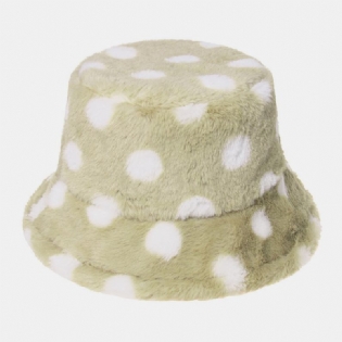 Unisex Kaninhår Farverige Prikker Mønster Plus Tykke Varm Vindtæt Blød All-match Travel Bucket Hat