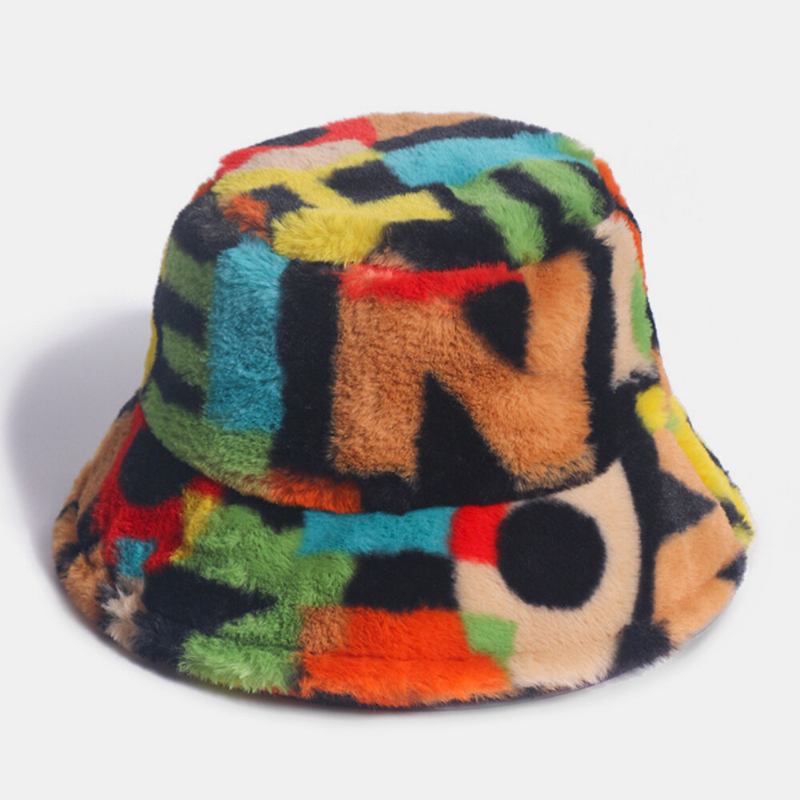 Unisex Kaninhår Kontrast Farve Antal Udskrivning Casual Udendørs Mode Visir Bucket Hat