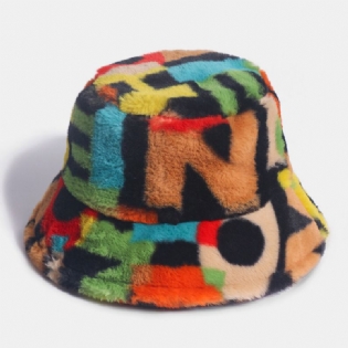 Unisex Kaninhår Kontrast Farve Antal Udskrivning Casual Udendørs Mode Visir Bucket Hat