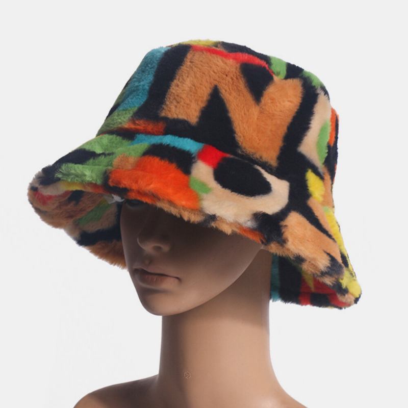 Unisex Kaninhår Kontrast Farve Antal Udskrivning Casual Udendørs Mode Visir Bucket Hat