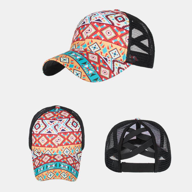 Unisex Krydselastisk Mesh Mode Geometrisk Trykt Solskærm Åndbar Baseballhat