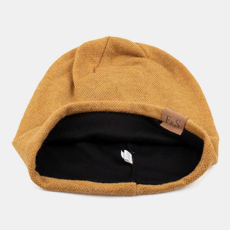 Unisex Kunstig Kashmir Læder Label Hue Huer Mode Casual Varm Elastisk Justerbar Strikket Hat