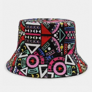 Unisex Lærred Farvede Tegnefilm Geometri Blomstermønster Afslappet Solskærm Bucket Hat