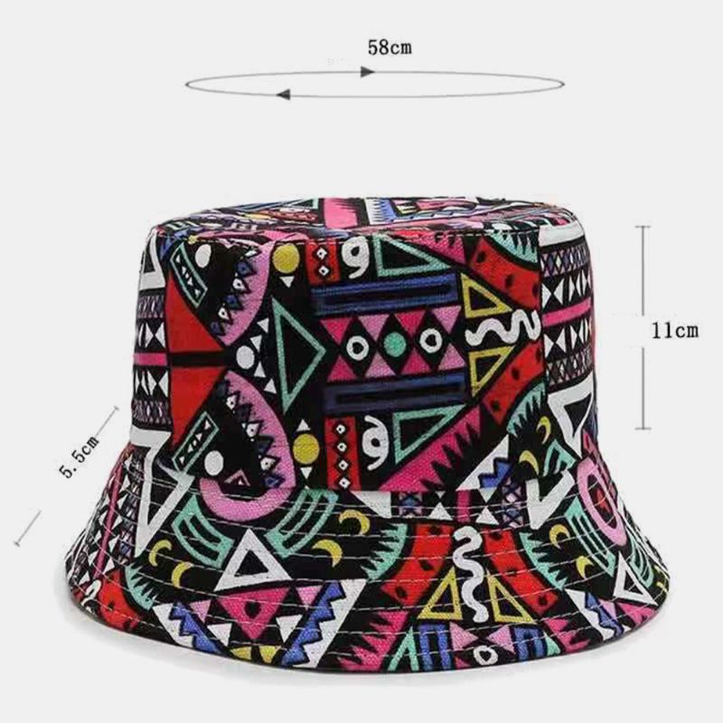 Unisex Lærred Farvede Tegnefilm Geometri Blomstermønster Afslappet Solskærm Bucket Hat