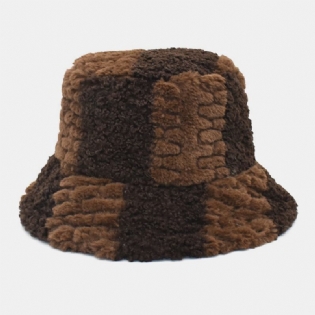 Unisex Lammehår Kontrastfarve Casual Varm Parhat Bucket Hat