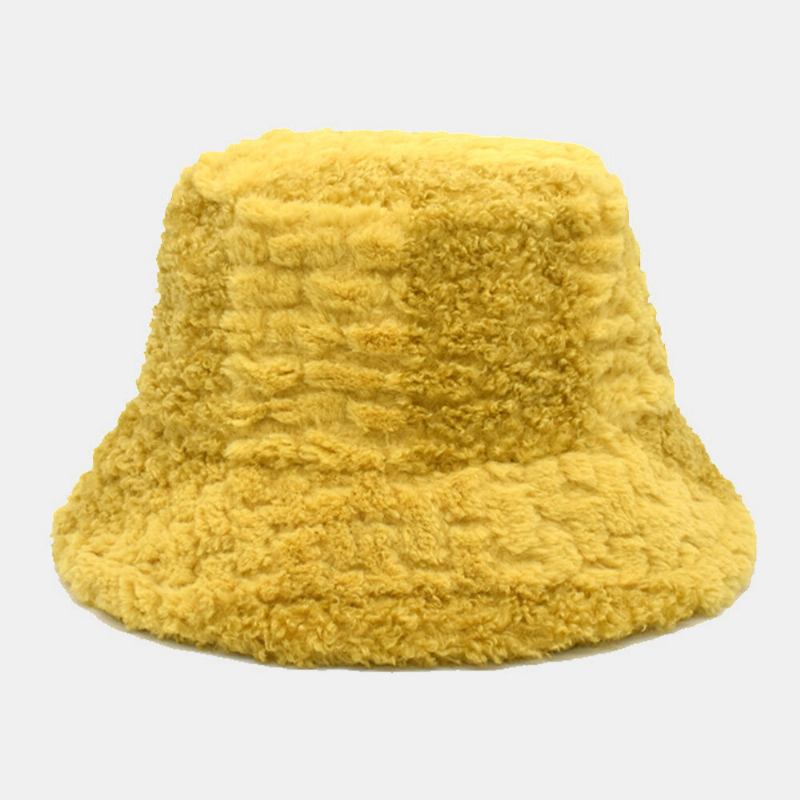 Unisex Lammehår Kontrastfarve Casual Varm Parhat Bucket Hat