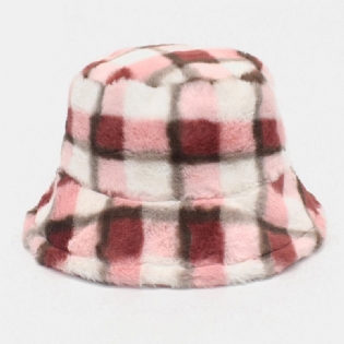 Unisex Lammehår Kontrastfarve Varm Afslappet Parhat Bucket Hat