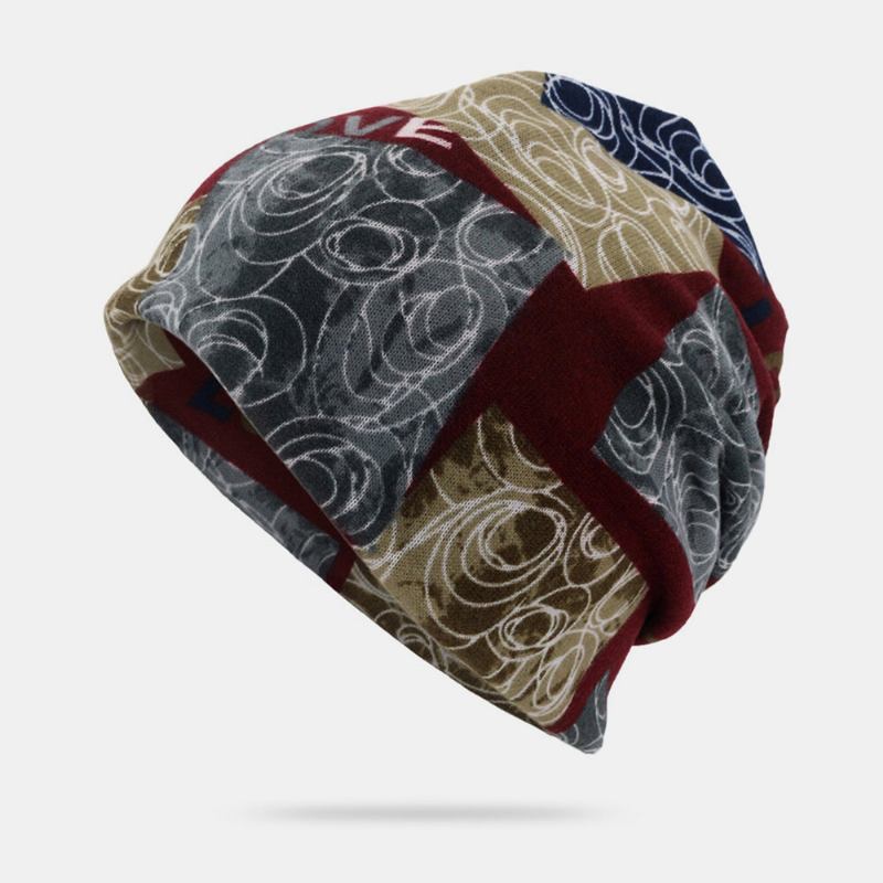 Unisex Letter Print Twist Huer Beanie Hat