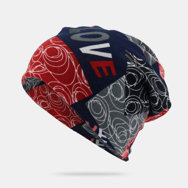 Unisex Letter Print Twist Huer Beanie Hat