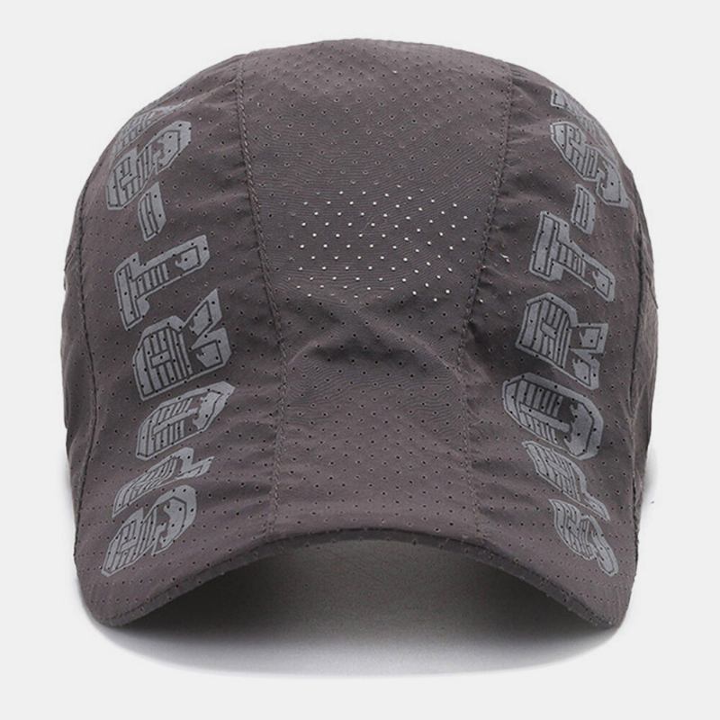 Unisex Mesh Hollow Out Bogstaver Mønster Hurtigtørrende Udendørs Casual Solsejl Tynd Forward Huer Baret Huer Flad Hat