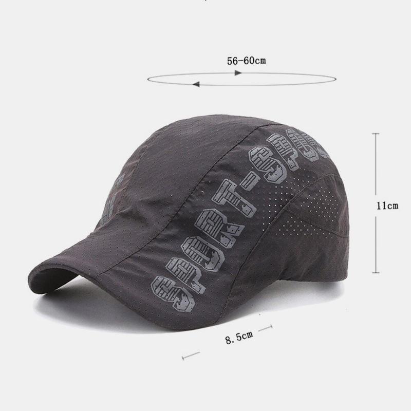 Unisex Mesh Hollow Out Bogstaver Mønster Hurtigtørrende Udendørs Casual Solsejl Tynd Forward Huer Baret Huer Flad Hat