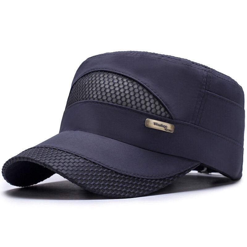 Unisex Mesh Hurtigttørrende Vintage Flade Hatte Udendørs Sport Army Huer Justerbar Baseball Caps