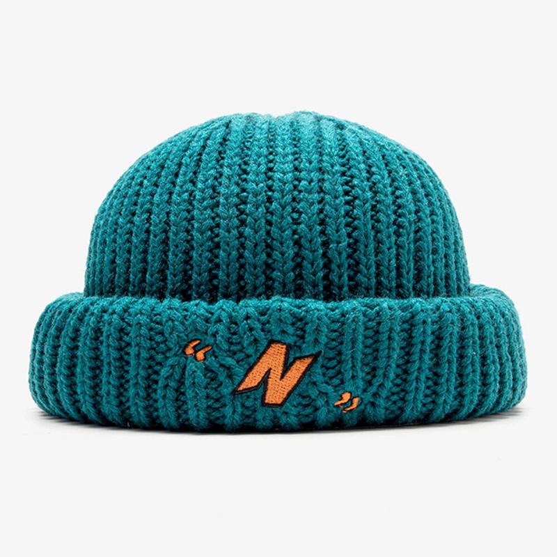 Unisex N-bogstavs Mønster Strikkede Kasketter Mode Afslappet Justerbar Elastisk Kasket Skull Kasket Uden Kanter Beanie Landlord Cap