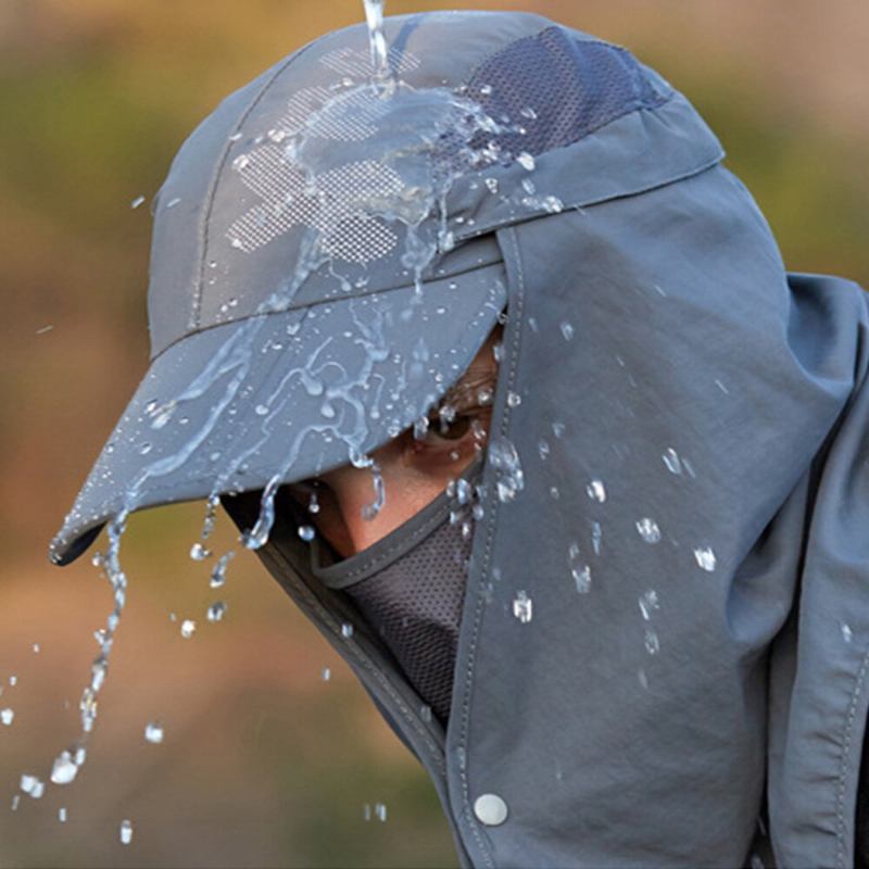 Unisex Nylon Aftagelig Maske Gardin Forstørret Sjal Udendørs Solsejl Bjergbestigningshat Sommer Sammenfoldelig Baseballhat