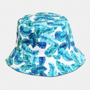 Unisex Overlay Blade Print Vendbar Bucket Huer Dobbelt-side-wear Solhat Sommerrejse Strandhat