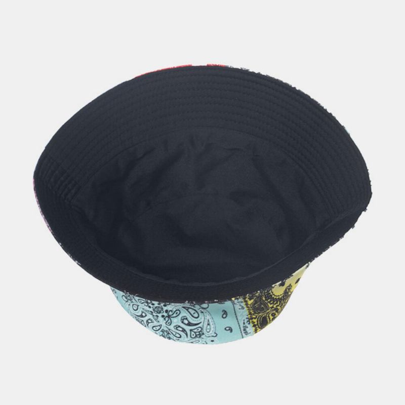 Unisex Overlay Cashew-print Bøttehat Blandede Farvesømme Casual Solskyggehat