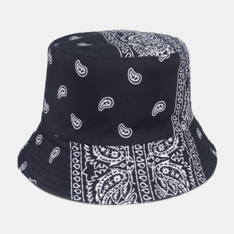 Unisex Overlay Cashew-print Bøttehat Blandede Farvesømme Casual Solskyggehat