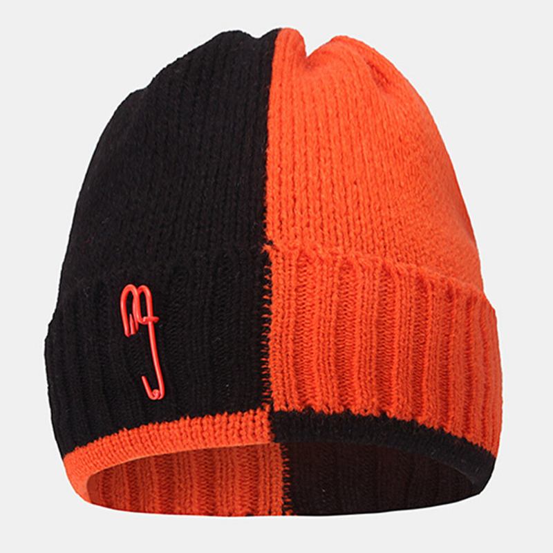 Unisex Papirclips Design Stitching Beanie Huer Fashion Stree Vindtæt Varm Strikket Hue