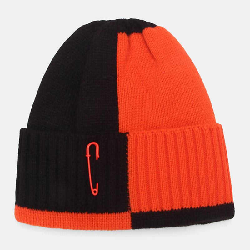 Unisex Papirclips Design Stitching Beanie Huer Fashion Stree Vindtæt Varm Strikket Hue