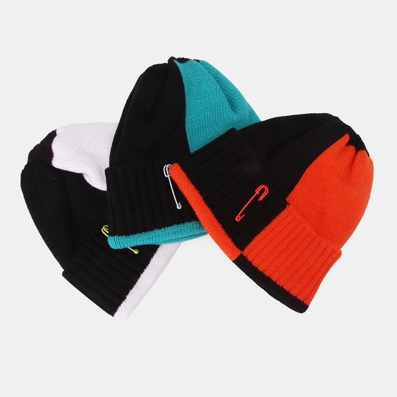 Unisex Papirclips Design Stitching Beanie Huer Fashion Stree Vindtæt Varm Strikket Hue