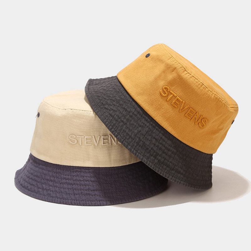 Unisex Patchwork Farveblok Solhat Bomuld Brevbroderi Sommer Afslappet Solskærm Bucket Hat