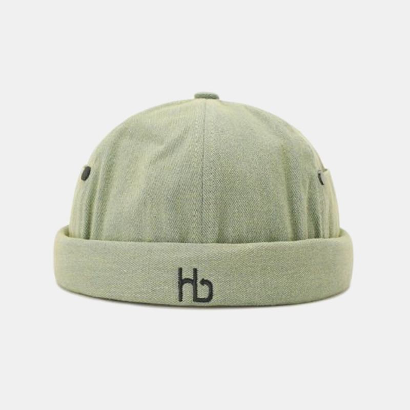 Unisex Personlighed Brimless Hatte Ensfarvet Brev Broderi Udlejer Huer Melon Huer Hip Hop Hat