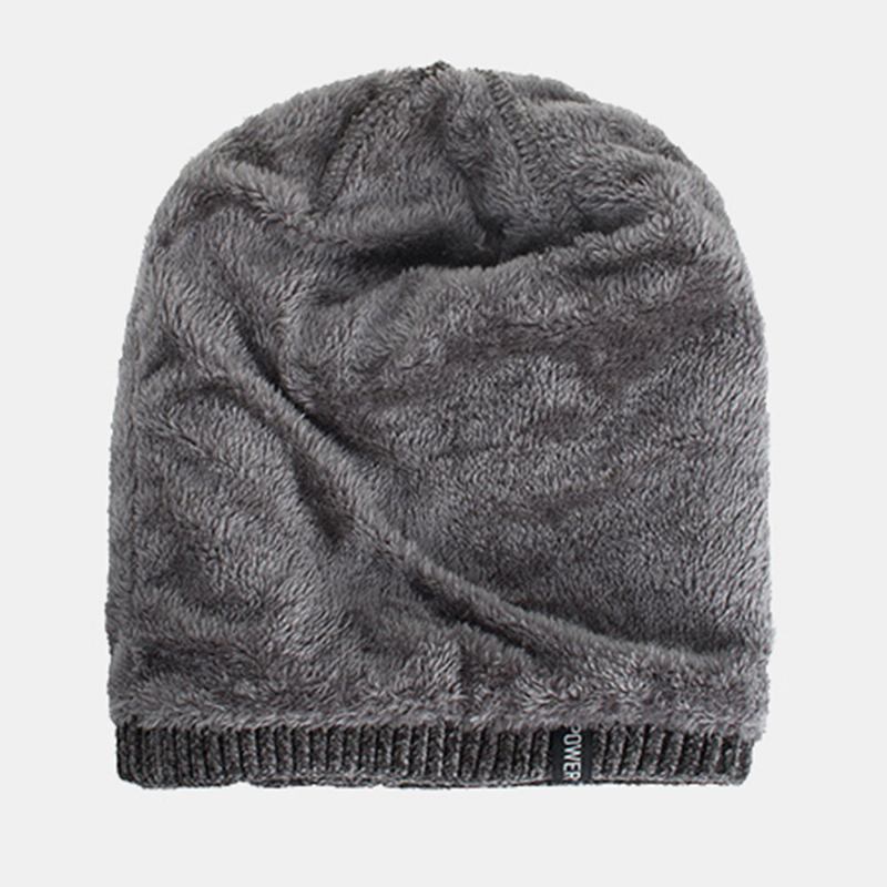 Unisex Plus Velvet Horisontal Lodret Stribet Mønster Strikket Huer Tørklæde Sæt Casual Udendørs Vindtæt Varm Elastisk Bib Beanie Hat