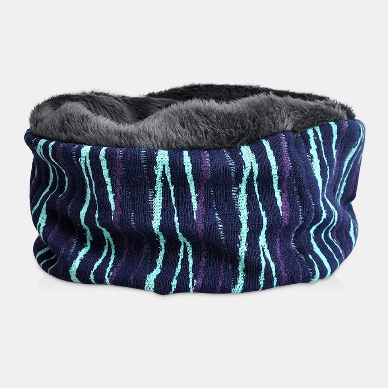 Unisex Plus Velvet Thickness Hold Warm Ridning Outdoot Stripe Mønster Multi-purpose Tørklæde Hovedbeklædning Beanie