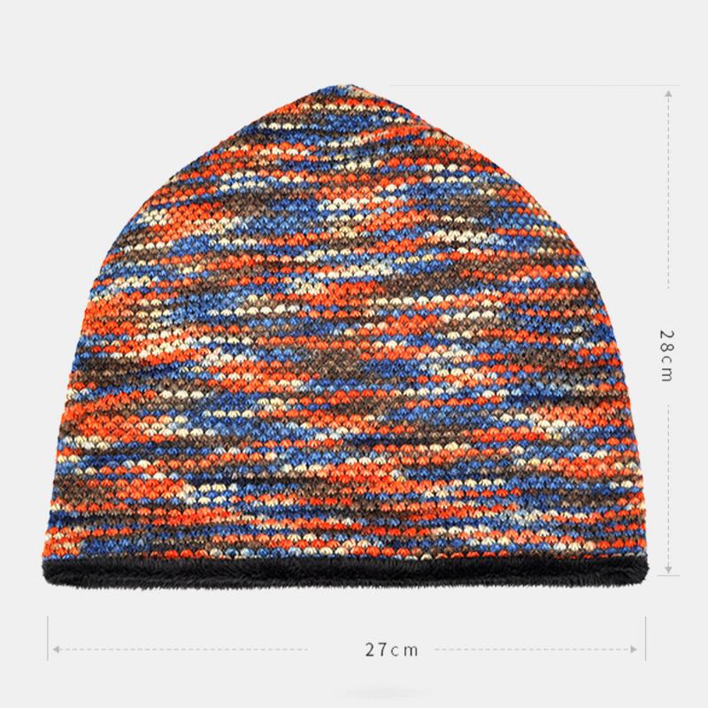 Unisex Plus Velvet Varm Tyk Udendørs Blandet Farve Casual Personality Brimless Beanie