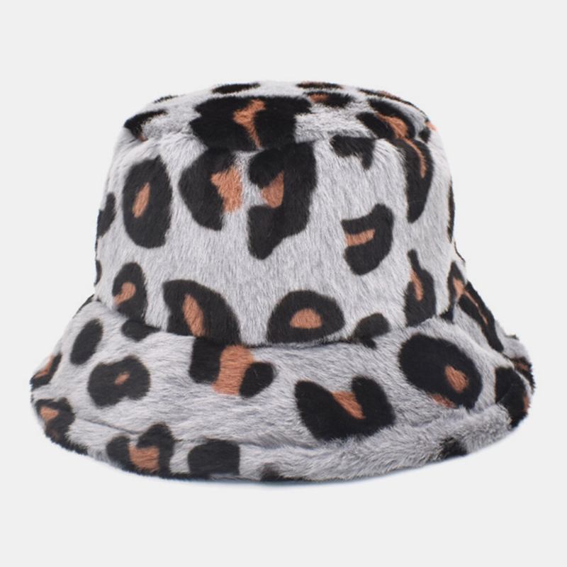 Unisex Plys Blød Varm Afslappet Alle Match Sød Leopard Mønster Bøttehat