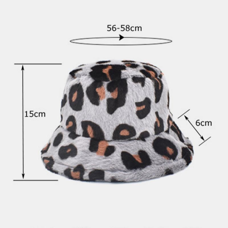 Unisex Plys Blød Varm Afslappet Alle Match Sød Leopard Mønster Bøttehat